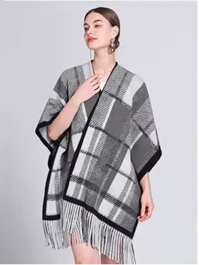 Premium Soft Abstract Patterned Cape W/ Fringes